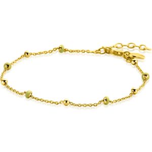 ZINZI gold plated zilveren fantasie armband met 5 geelgroene donuts en glanzende bolletjes 17-19,5cm ZIA2508