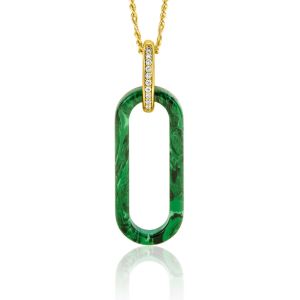 ZINZI grote ovale hanger 38mm in trendy malachiet groen en luxe goldplated hangoog ZIH2456G