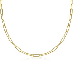 ZINZI zilveren ketting 45cm in 14K geel verguld met trendy paperclip schakels van 3,4mm breed ZIC1992G