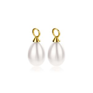 ZINZI gold plated zilveren oorbedels parel peervorm 15mm wit ZICH355WG (zonder oorringen)