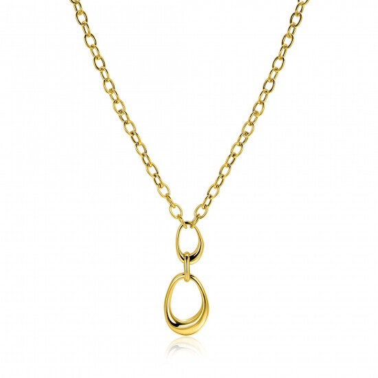 ZINZI gold plated zilveren Y-collier met paperclip schakels en drie organische vormen 48cm ZIC-BF123