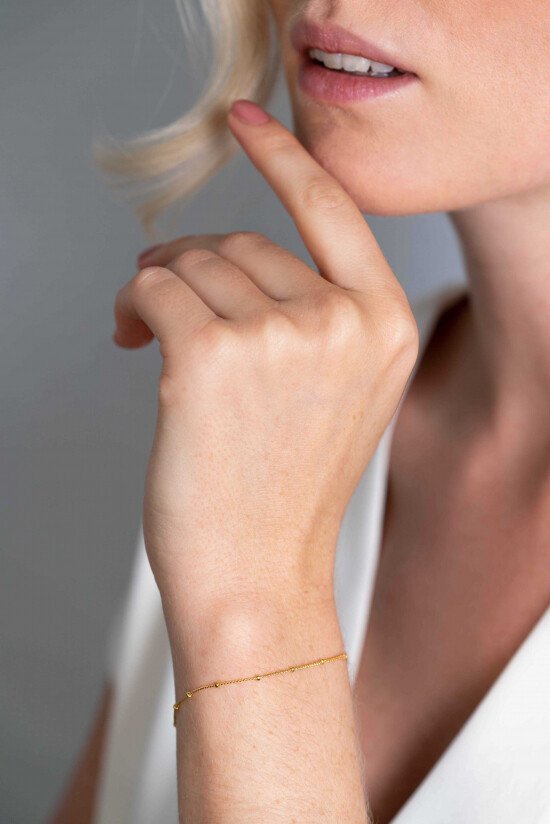 ZINZI zilveren 14K geel verguld gourmet armbandje met bolletjes 17-20cm ZIA2181G