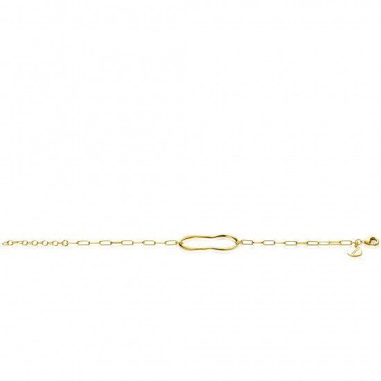 ZINZI gold plated zilveren paperclip schakel armband met organisch gevormde ovaal 15-18cm ZIA-BF107