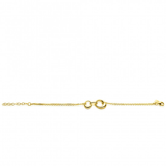 ZINZI gold plated zilveren multi-look armband met drie aan elkaar verbonden organische vormen 17-20cm ZIA2671