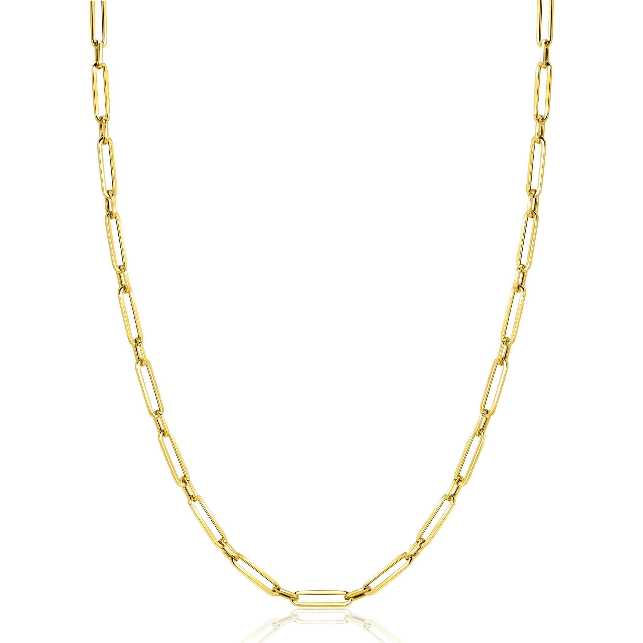 ZINZI Gold 14 krt gouden closed for ever schakelketting met tussenoog (3mm breed) 45cm ZGC470
