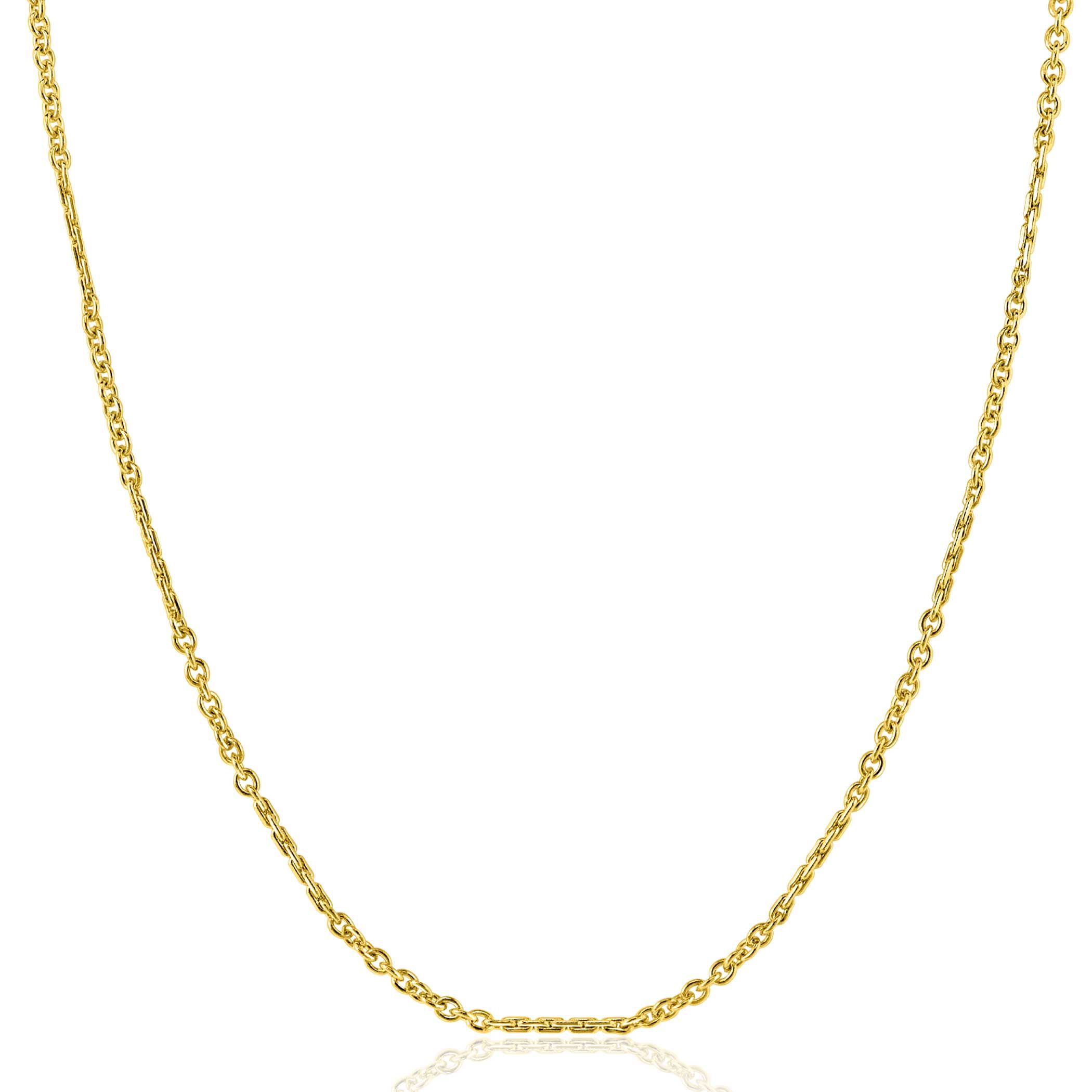 ZINZI Gold 14 karaat gouden massieve ketting met bewerkte gedraaide staafjes en fijne jasseron schakels 2mm breed 41-43cm ZGC500
