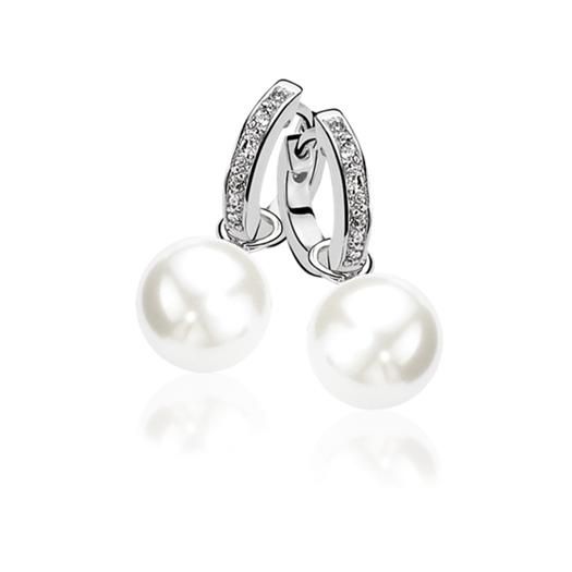 Zinzi zilveren oorringen 15 x 3mm witte zirconia's met luxe klapsluiting ZIO191Z
