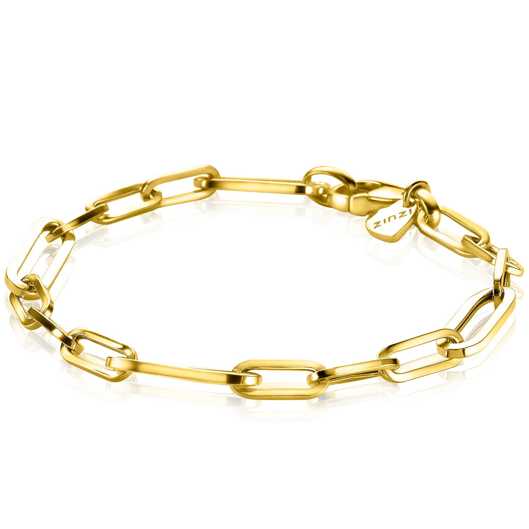 ZINZI zilveren armband in 14K geel verguld met ovale closed for ever schakels 6mm breed ZIA1990G