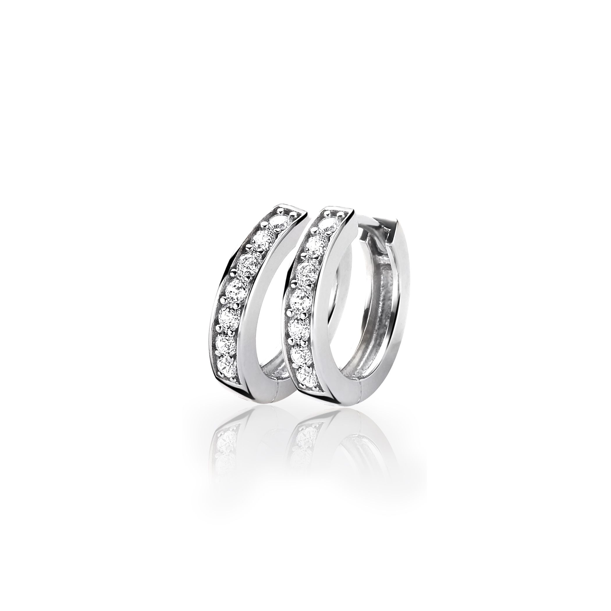 Zinzi zilveren oorringen 15 x 3mm witte zirconia's met luxe klapsluiting ZIO191Z
