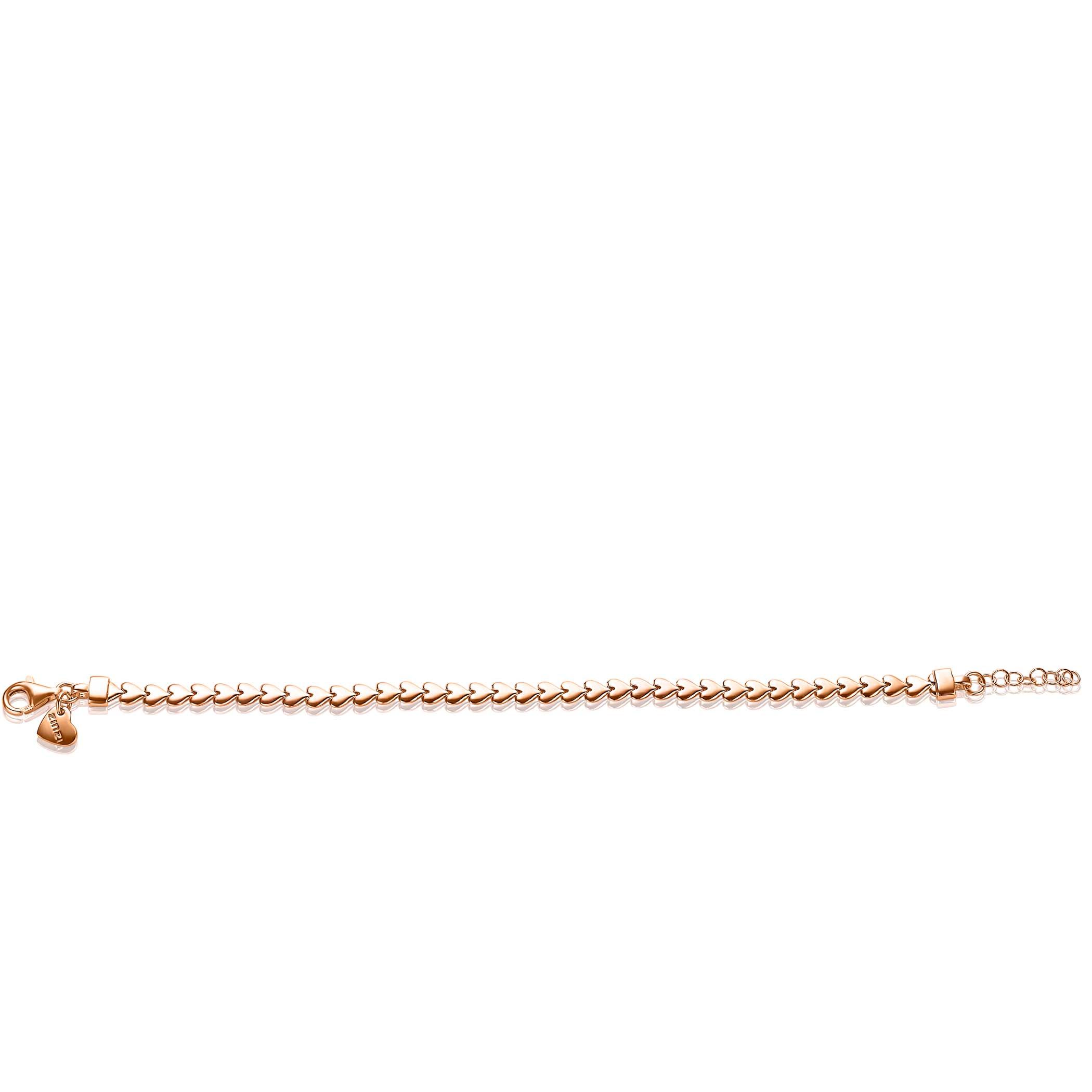 ZINZI zilveren armband rosé verguld hartjes 4,5mm breed ZIA1798R