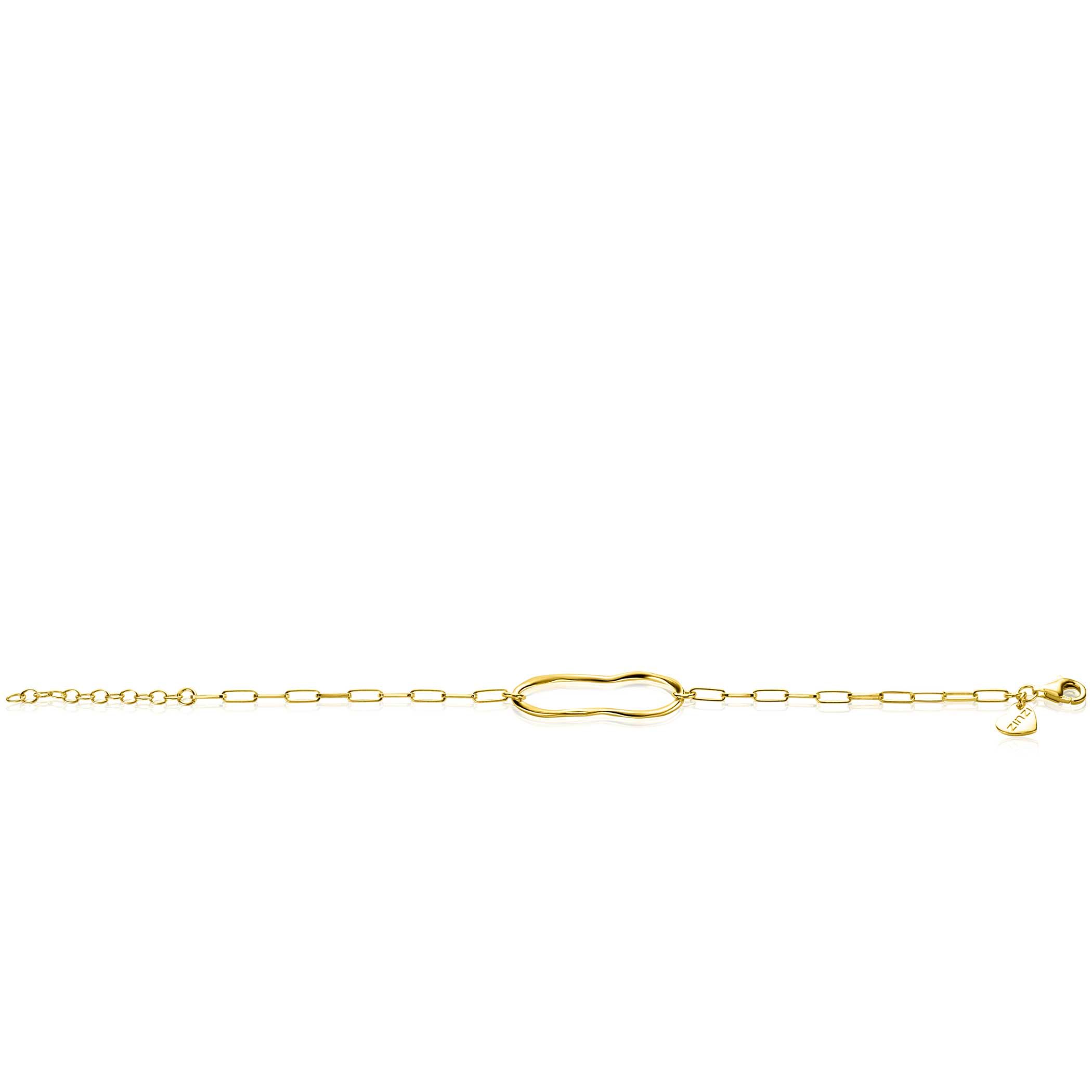 ZINZI gold plated zilveren paperclip schakel armband met organisch gevormde ovaal 15-18cm ZIA-BF107