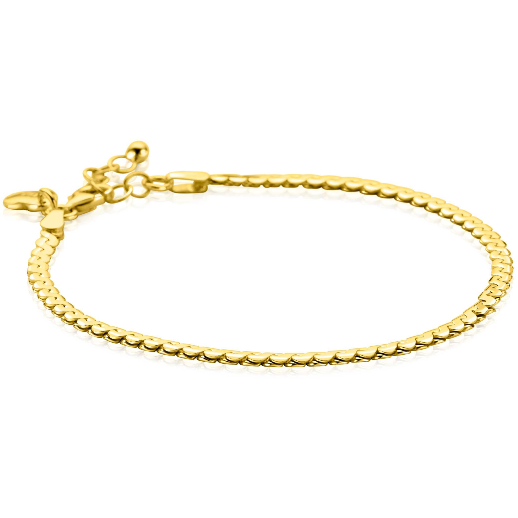 ZINZI gold plated zilveren schakel armband 3mm breed 18-21cm ZIA2647G