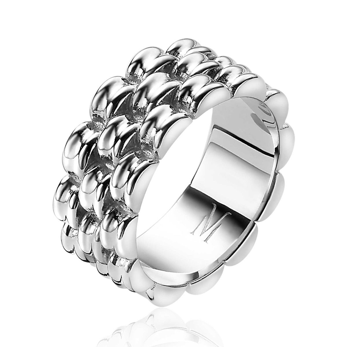 Mart Visser by ZINZI zilveren brede schakel ring 8mm breed MVR22
