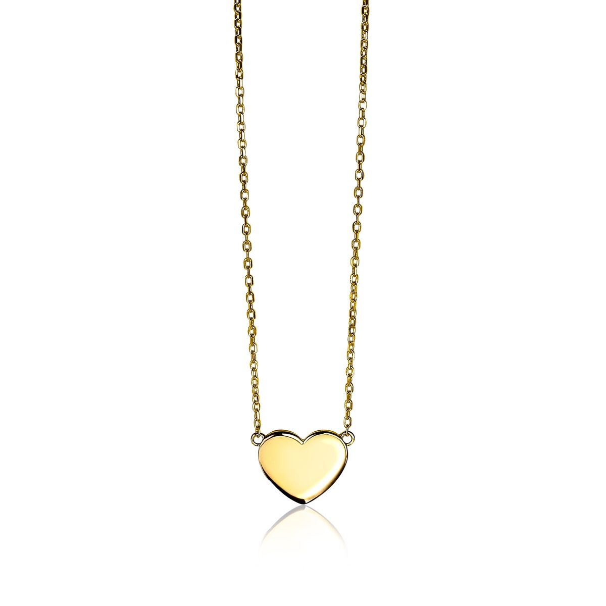 Zinzi gold plated zilveren ketting 43cm met hart plaatje 10mm om te graveren ZIC2346G