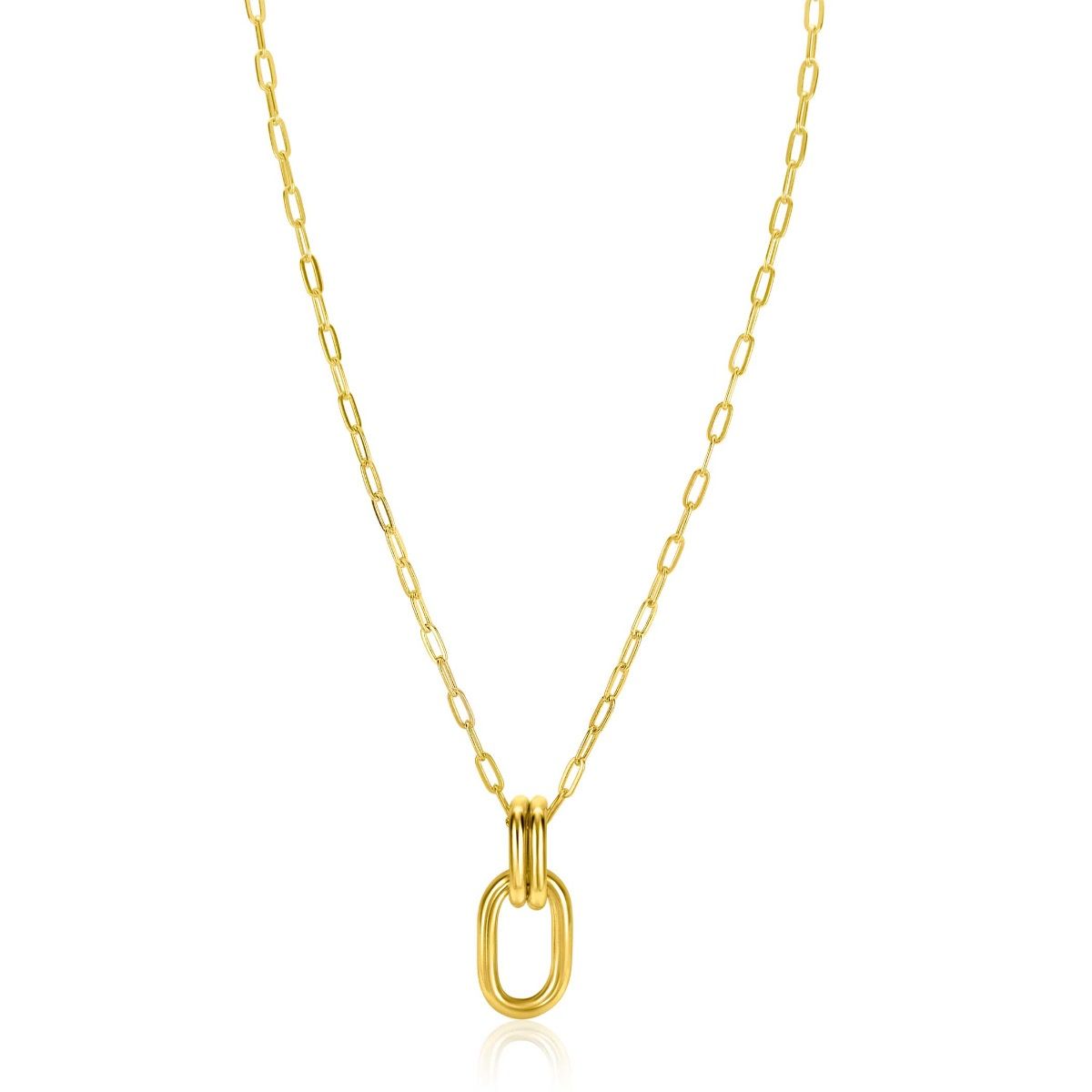 ZINZI gold plated zilveren ovale hanger 33mm met dubbele hangogen ZIH2350G (zonder collier)