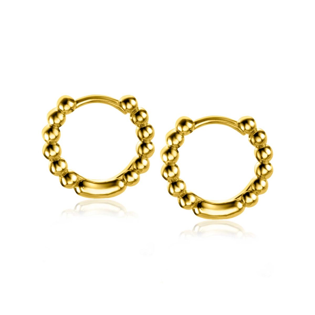 ZINZI gold plated zilveren oorringen bolletjes motief 13,5x2,5mm ZIO923G