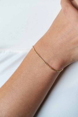 ZINZI Gold 14 karaat gouden massieve armband met bewerkte gedraaide staafjes en fijne jasseron schakels 2mm breed 17-19cm ZGA500
