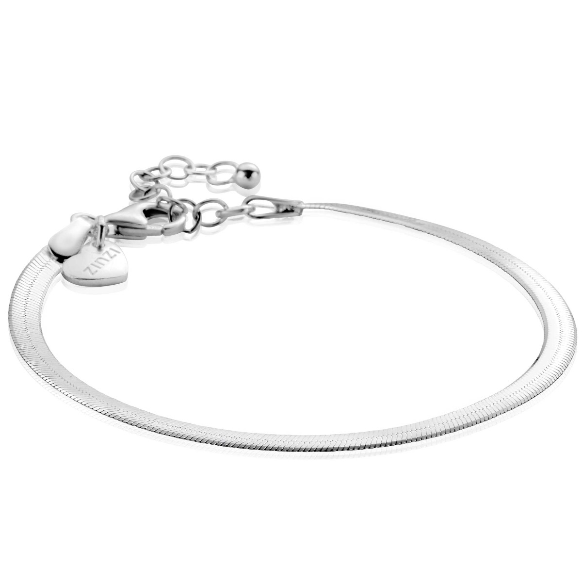 ZINZI zilveren platte slangen-armband 3,5mm breed ZIA2292