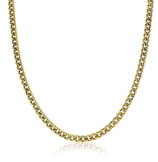 ZINZI zilveren 14K geelverguld gourmet collier 45cm en 4,5mm breed ZIC1414G