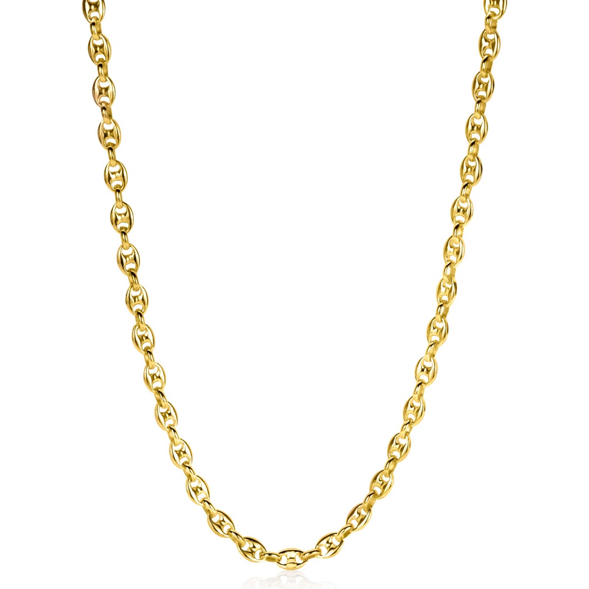 ZINZI gold plated zilveren koffieboon schakelketting 45cm 5mm breed ZIC2340G